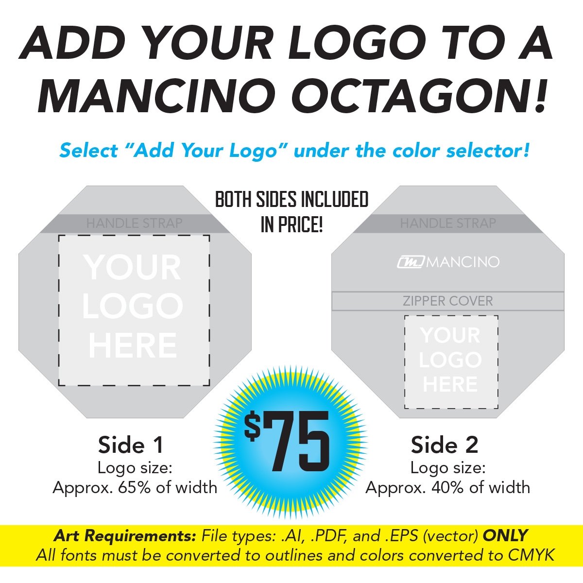 Add your logo to a mancino octagon mat